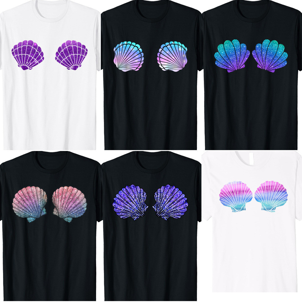 Mermaid Sea Shell Bra เครื่องแต่งกายเสื้อยืด Mermaid Shell Top เสื้อยืดผ้าฝ้ายเสื้อ