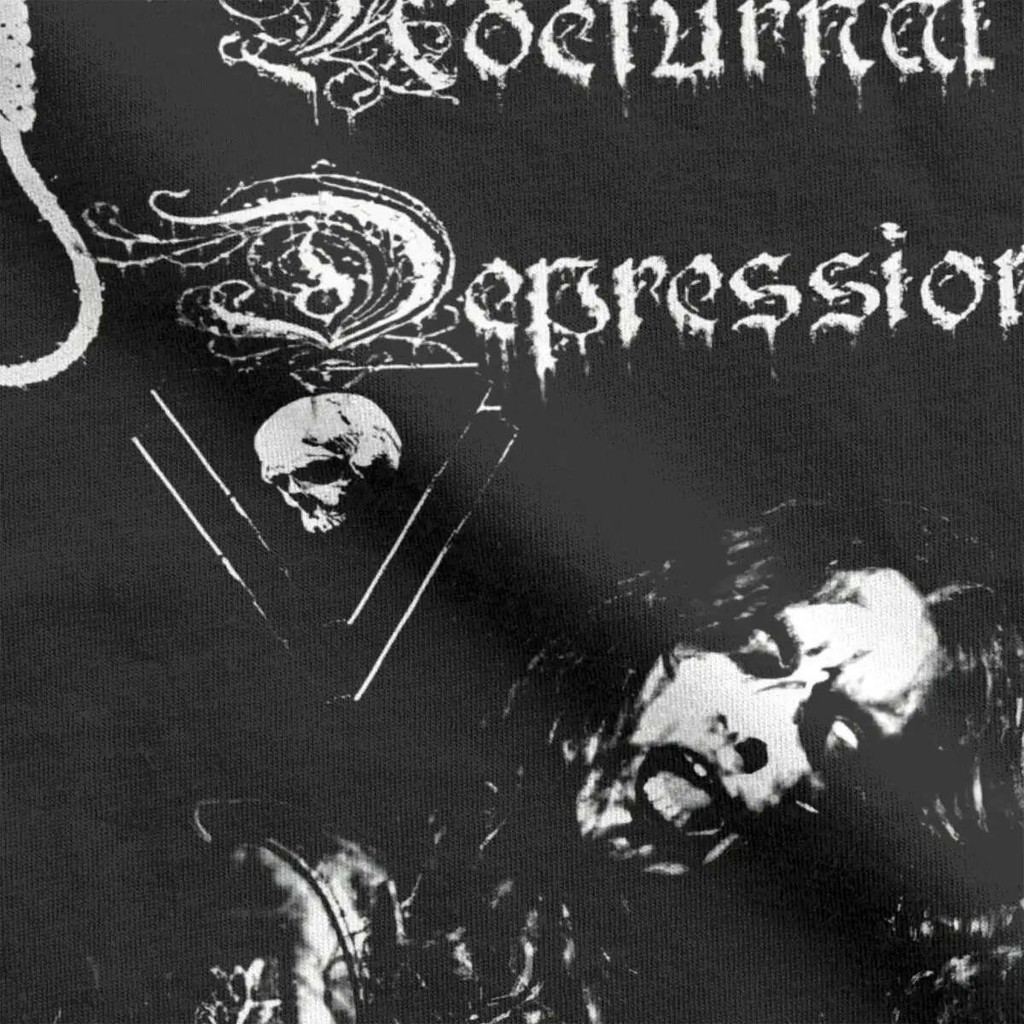 ผู้ชายผู้หญิงเสื้อยืด Nocturnal Depression Vintage 100% Cotton Tee เสื้อแขนสั้นสีดําแถบโลหะ T เสื้อลูกเรือคอ Plus ขนาด - รูปที่ 2