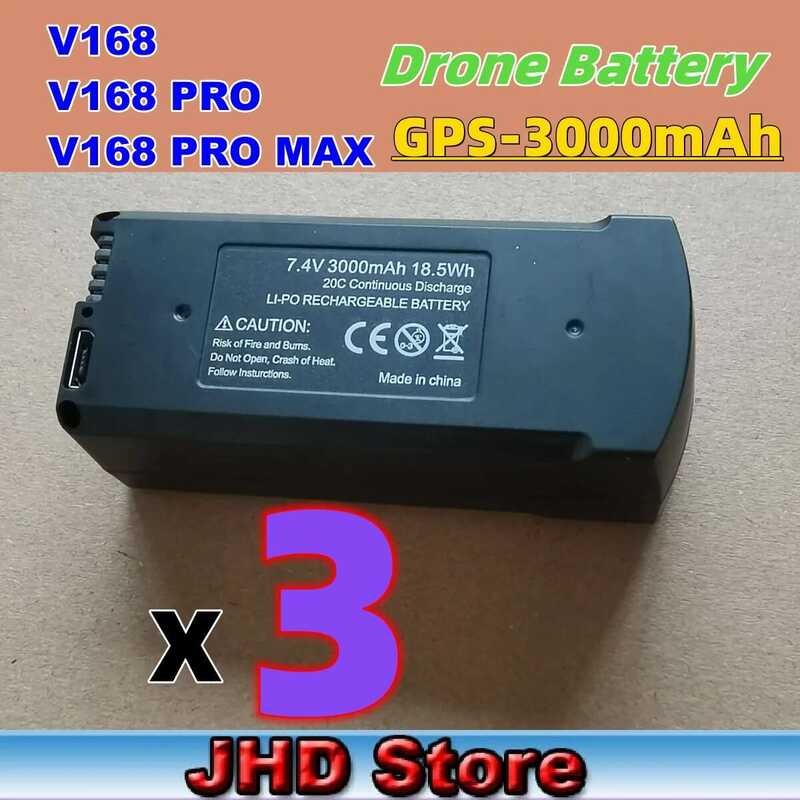 ▥ JHD แบตเตอรี่ Bateria สําหรับ V168/V168 MAX ไม่มี หรือ GPS แบตเตอรี่สําหรับ V168 PRO Drone แบ