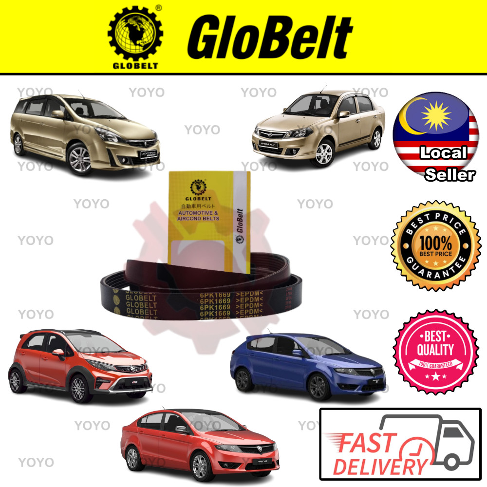 Proton Saga FLX, Preve 1.6, Iriz, Exora Turbo, Suprima S GloBelt Fan Belt (6pk169)
