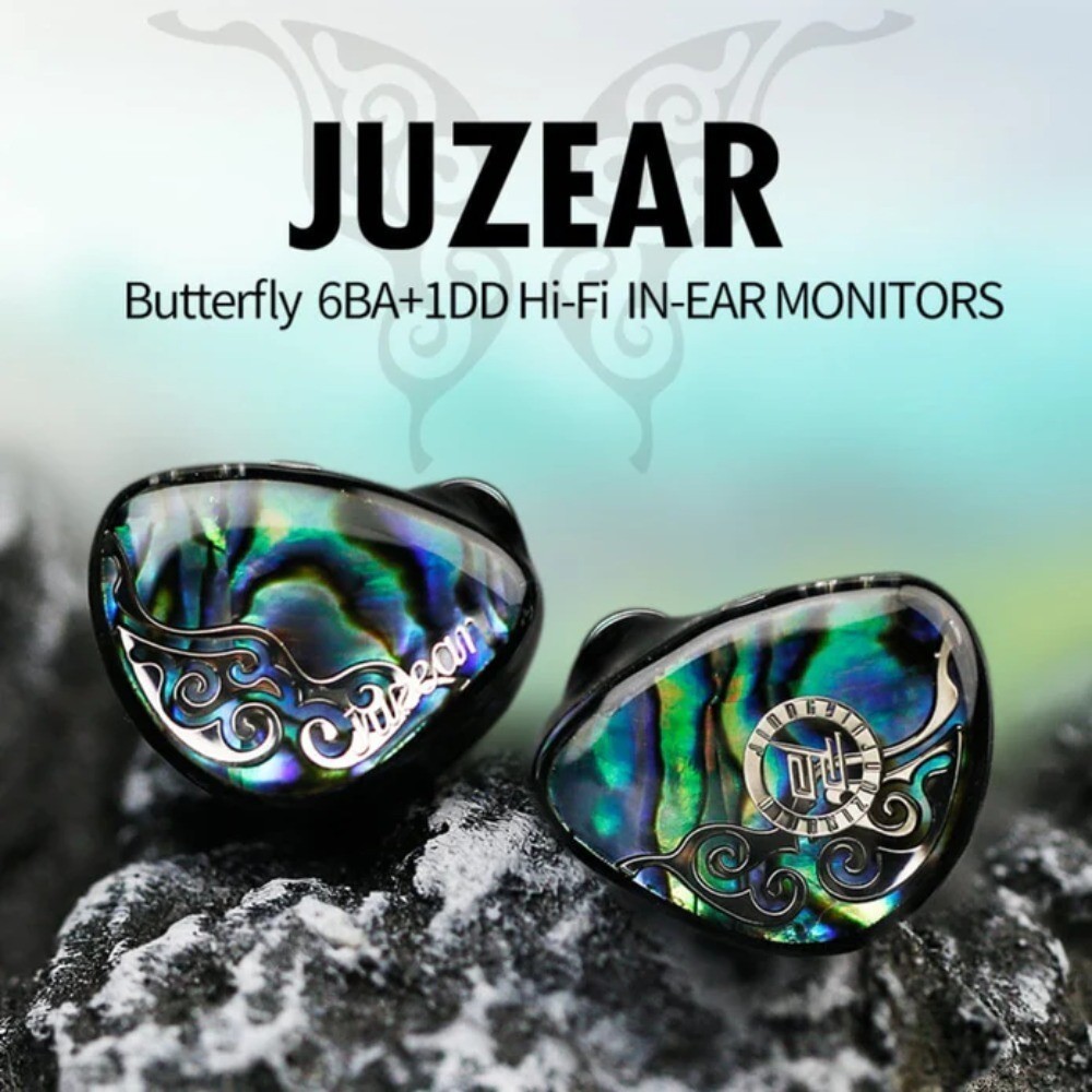 Juzear Butterfly 61T 6BA + 1DD Hi-Fi หูฟังชนิดใส่ในหูหูฟัง 6N OFC สาย 3D-พิมพ์ DLP เทคโนโลยี