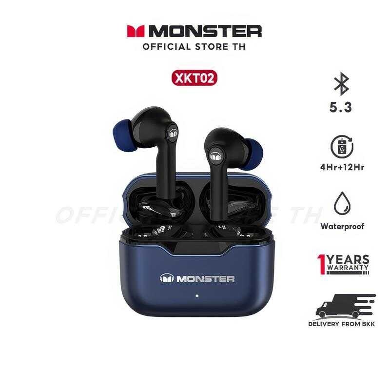 Monster Xkt02 Cancelation Noice หูฟังบลูทูธ หูฟังไร้สาย Pure Music, Shocking Sound Quality เหม