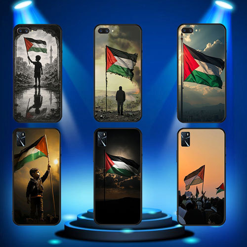 นุ่มสีดําRealme Q3 Q3i 5G V13 V11 V11S 9i 9 Pro 5G 9 Pro Plus 5GธงของPalestine1 เคสโทรศัพท์