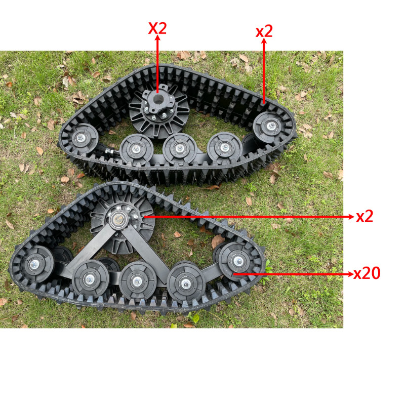 2 pcs Rubber Tracks + 20 wheel with bearing + 2 pcs Drive wheel + 2 STUD 110mm Wheel hub  Repair  S