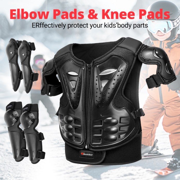 Kids Armor Vest Protection Motorcycle Motocross Body Armor Jacket Protective Armors Riding Kneepads