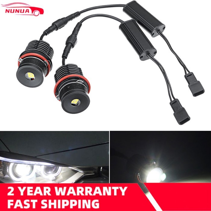 1Pair 80W 6500k White Angle Eyes LED Marker Super Bright Ring Light Bulb For BMW E39 M5 E53 E61 E63