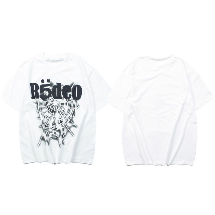 Sp5der ร่วมแบรนด์ Travisscott DAYS BEFORE RODEO Spider Web เสื้อยืดแขนสั้นหลวมฮิปฮอป
