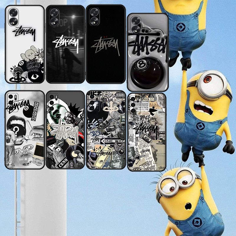 นุ่มสีดํา Vivo V7 plus Y75 Y79 V11 Pro V15 Pro V19 V20 V21 เคสโทรศัพท์ Stussy