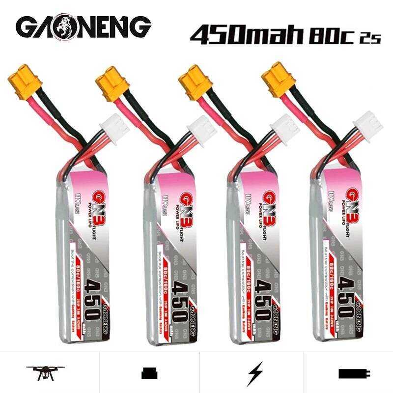 GNB แบตเตอรี่ 7.6V 2S 450mah 80C/160C HV Lipo พร้อมปลั๊ก XT30U-F สำหรับ iFlight CineBee Happymo