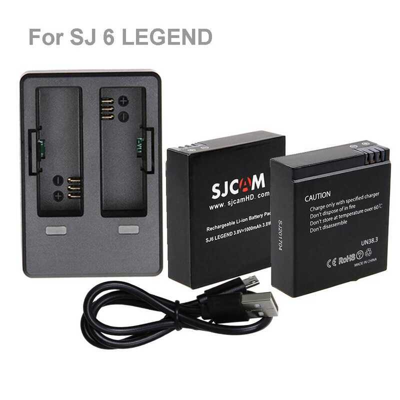 C 2Pcs 3.8V 1000Mah SJ 6 Original SAM Sj6 Batteries With USB Dual Charger For SAM Sj6 Legend Action