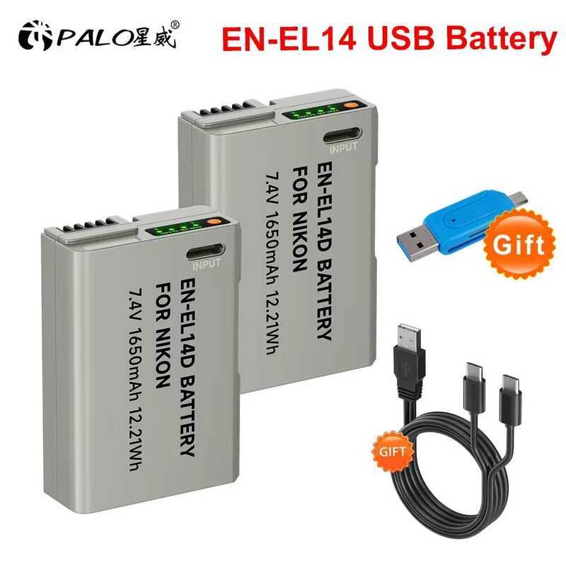 C PALO En-El14 En-El14a Enel14 EN El14 El14a Battery With Type-C USB Inport For Nikon D3100 D3200 D