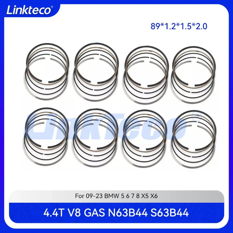 Engine 8pcs Piston Rings Set Fit 4.4 T L GAS V8 N63B44 S63B44 For 09-23 BMW 4.4T 4.4L M5 M6 X5 X6 5