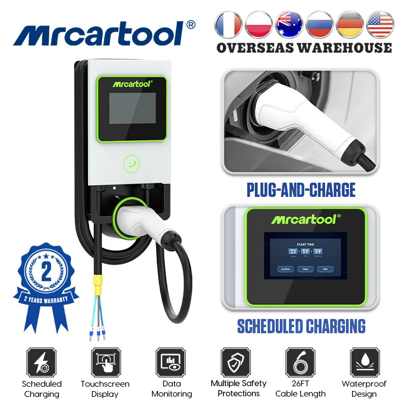 MRCARTOOL S311 EV Charging Station 32A 7KW Scheduled Charge Wall Mount Electric Vehicle Charger Typ