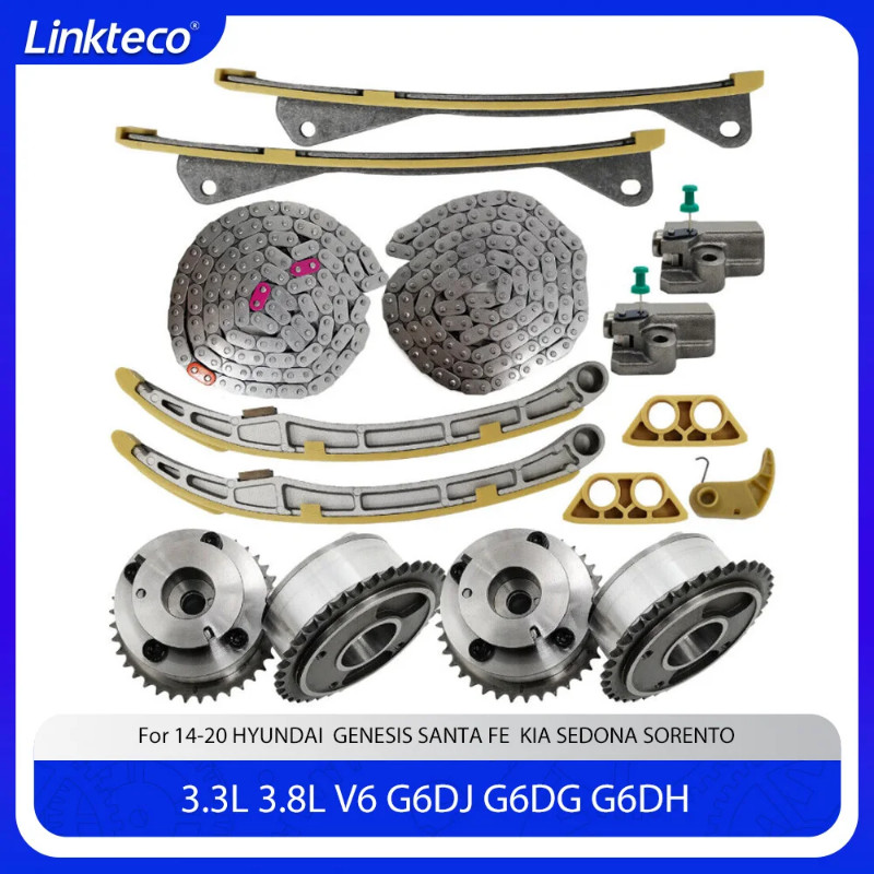 Engine part timing chain kit & VVT gear Fit 3.3 3.8 L G6DJ G6DG G6DH For 14-20 3.3L 3.8L HYUNDAI GE
