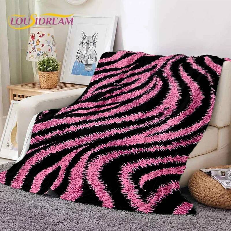 3D พิมพ์ลายม้าลายผ้าห่มลายเสือดาวเสือนุ่ม FlannelThrow ผ้าห่มสบายผ้าห่มสําหรับเตียงปิคนิคผ้านวมบ้าน