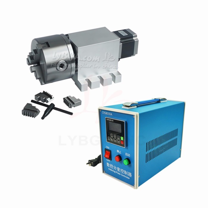 Rotary Axis 4th Axis Rotary A axis for CNC Router Machine 17-50-100AB 100mm Chuck 3 Jaws 4 Jaws 57