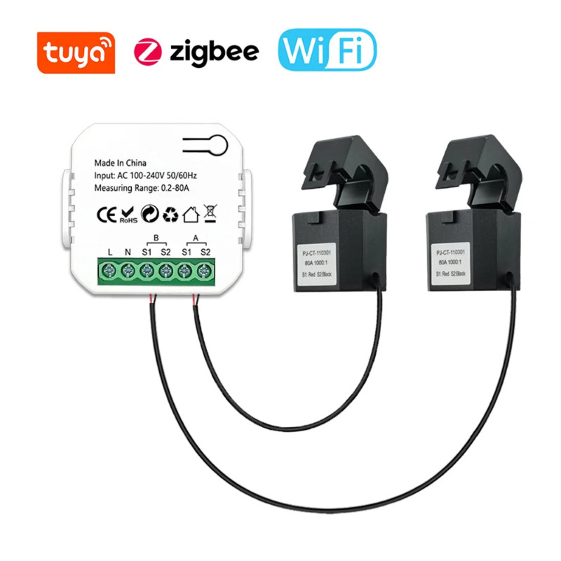 ZigBee Tuya Wifi Intelligent Energy Meter Solar PV System Power Meter Electric Consumption Bidirect