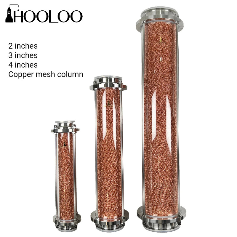 HOOLOO Distillation Column Glass Copper Mesh Column 2 inches 3 inches 4 inches Food Grade Distillat