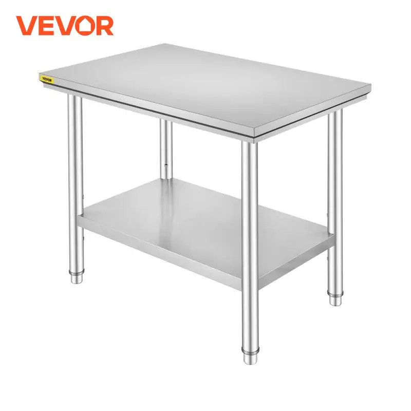 VEVOR Kitchen Work Bench Commercial Catering Table Worktable with Undershelf Stainless Steel 330LBS