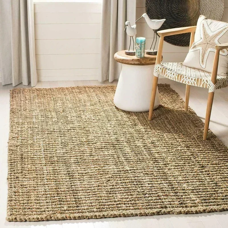 Jute Rug 100% Natural Braided Rectangle Floor Rugs Modern Look Area Rug and Carpets for Home Living