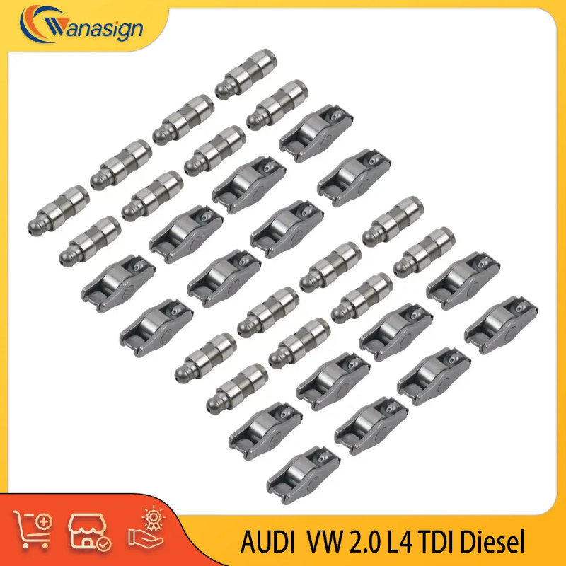 AUTO ENGINE PARTS 16x Valve Lifters Rocker Arms Kit For AUDI Volkswagen 2.0L L4 TDI 2.0T Diesel 2.0