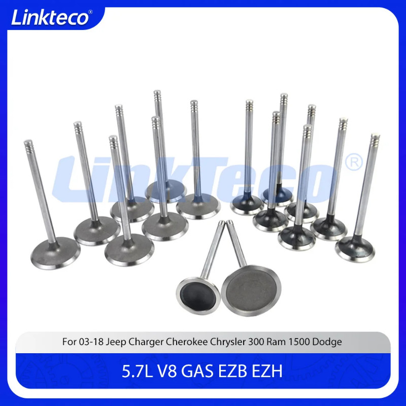 Engine 16X Intake Exhaust Valves Kit Fit 5.7 T L EZB EZH GAS V8 For 03-18 Jeep Charger Cherokee Chr