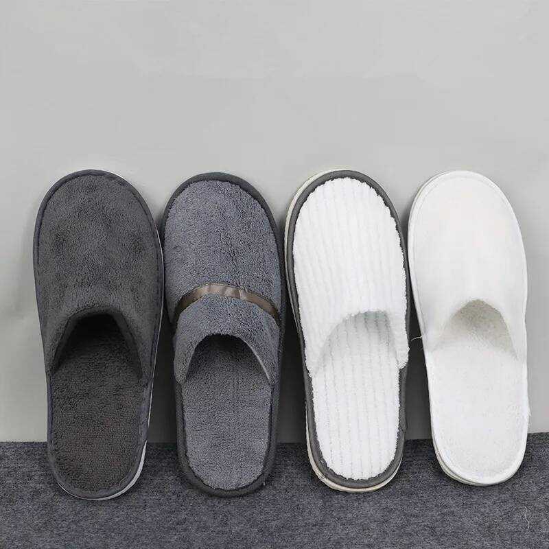 C 4Pairs/Lot Men Women Kids Disposable Hotel Guest Slippers Cotton Slides Home Travel SPA Slipper H