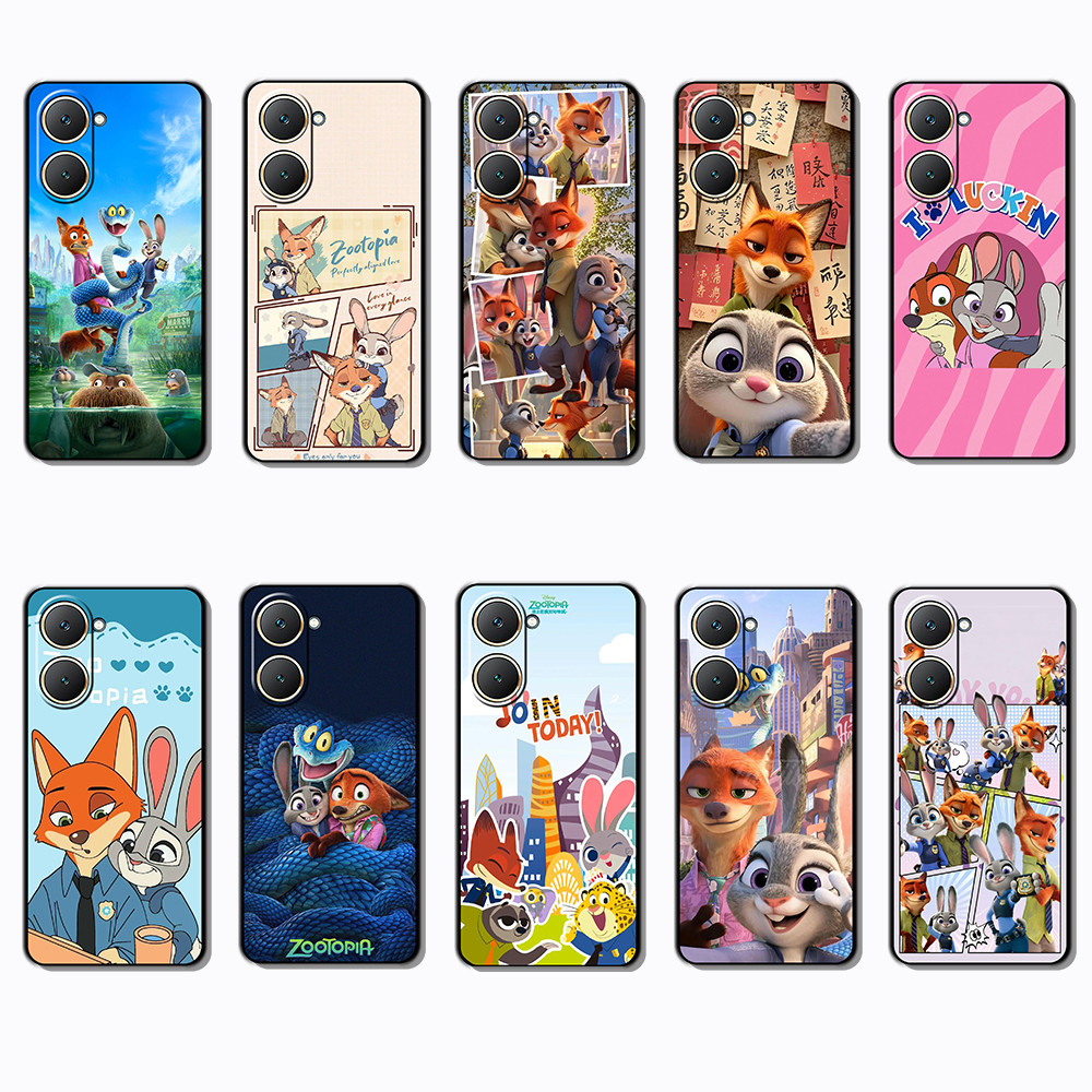 สําหรับ VIVO V27 V27E V29 S1 Pro V29E S7E S7 V2027 H12 Zootopia 2 Sleek Black Border TPU กรณี | ดีไซ