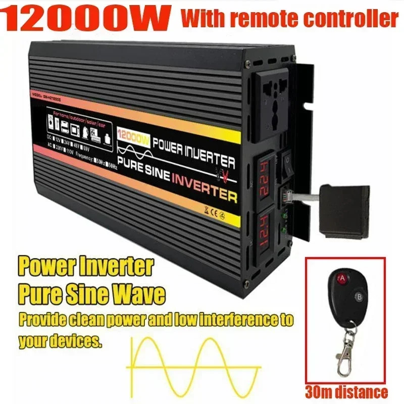 10000/12000 W 12/24V To 220V Pure Sine Wave Power Inverter Solar System/Solar Panel/Home/Outdoor/RV