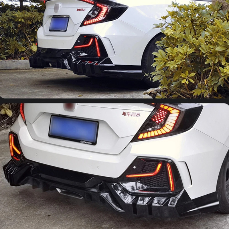 Suitable for Honda Civic 2016 17 18 19 20 Diffuser FK4 FK7 JDM Modification Mugen Body Kit Rear Wra