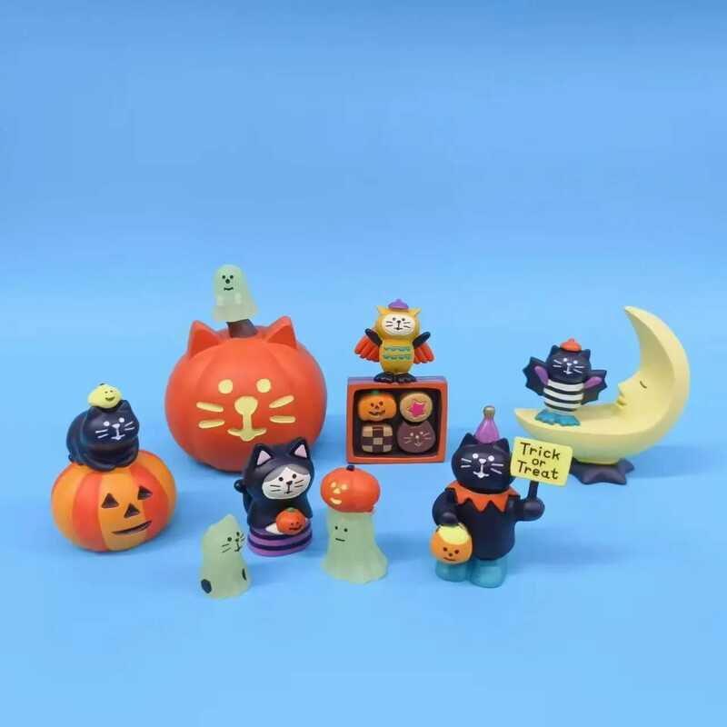 C 2024 Halloween Pumpkin Japanese Cat Miniature Scene Props Fashion Play Creative Gift ZAKKA Resin