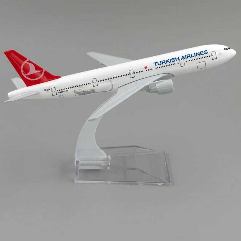 C 1/400 Aircraft Model Boeing 777 Turkish Aires 16Cm Alloy Plane B777 Toys Children Kids Gift For C