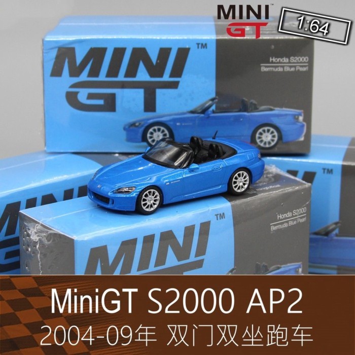 Mini GT Alloy 1: 64 Blue RV Sports Car รุ่น S2000 Two-Door Convertible AP2 เหมาะสําหรับ Honda