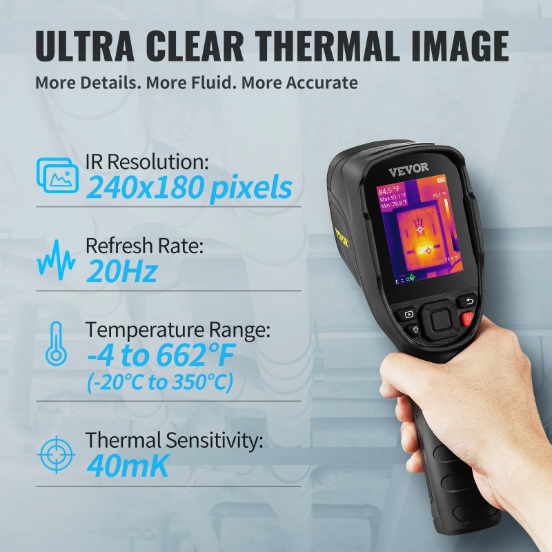 VEVOR Thermal Imaging Camera 240x180 IR High Resolution Professional Infrared Thermal Imager for Re