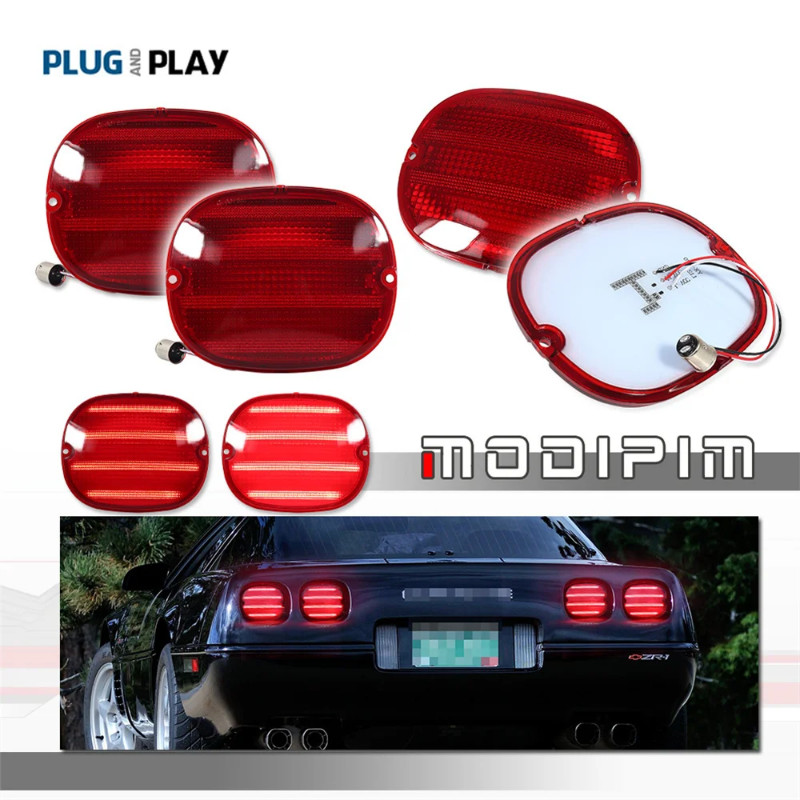 4PCS Red LED Car Rear Taillamps Tail/Brake Lights Signal Lights For Chevrolet Corvette C4 ZR1 1990