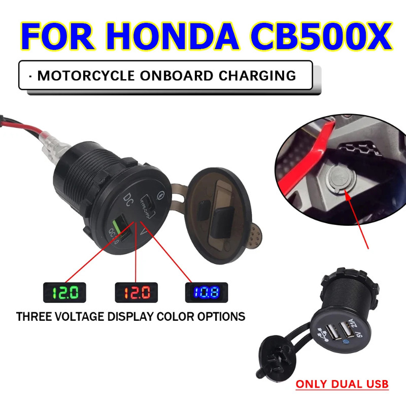 Motorcycle USB DC Outlet For HONDA CB500X CB 500X CB 500 X CB500 X 2024 USB Converter Kit Adapter T