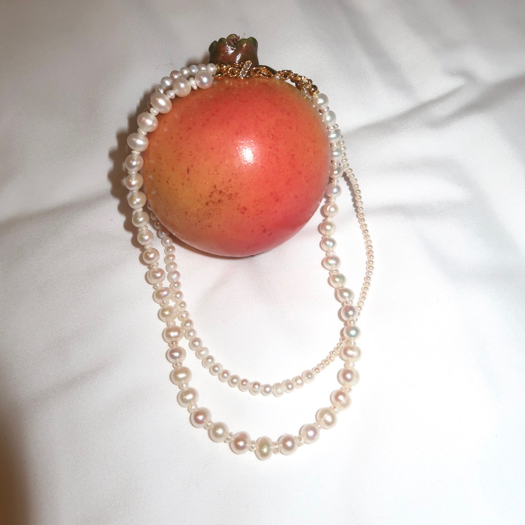 Valleydarley - Double layer Olivine freshwater pearl necklace