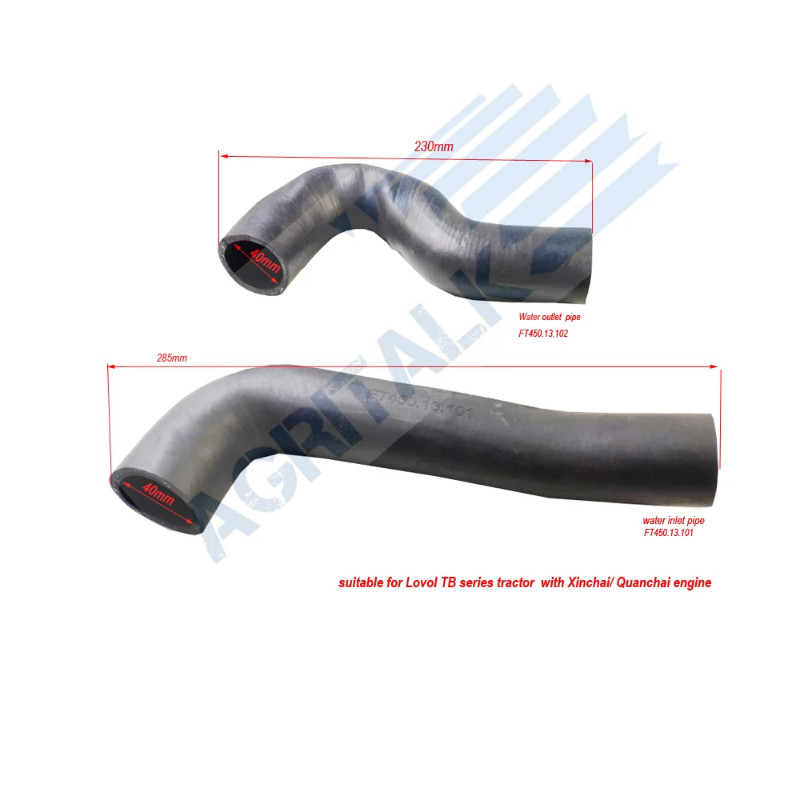 set of radiator hoses for Foton tractor FT450 FT454 TB series with Xinchai or Quanchai, part number