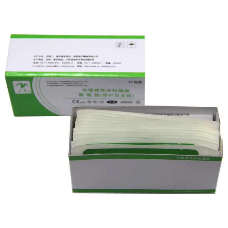Non absorbable suture thread with needle, dental implant suture thread, nylon thread, silk thread,