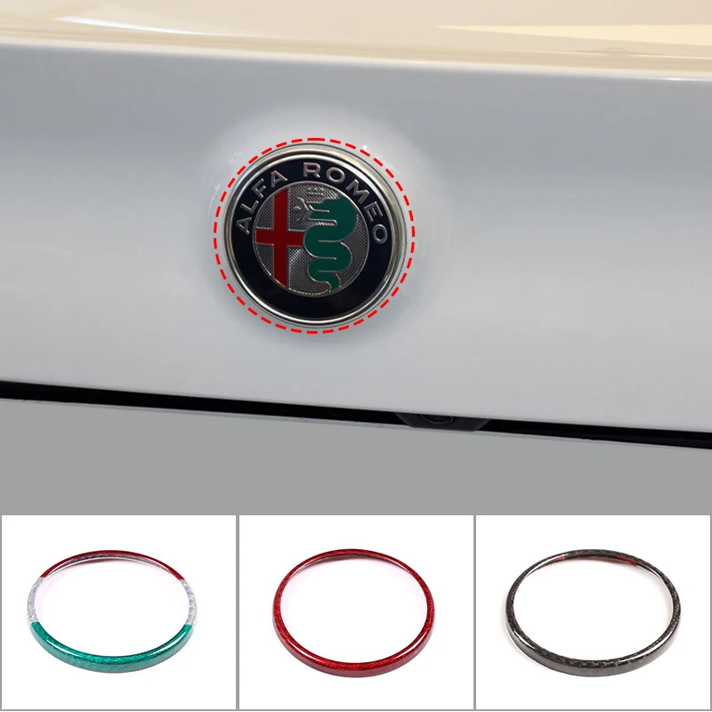 Real Carbon Fiber Car rear Logo Circle Cover Trim Sticker For Alfa Romeo Giulia Stelvio 2020 2021 C