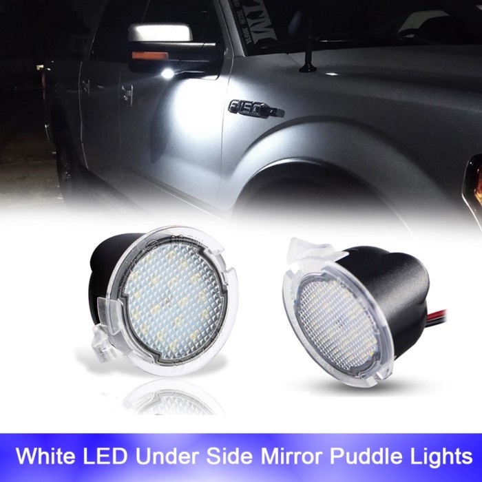6000K White LED Under Side Mirror Lights Puddle Lamp DRL For Ford Ranger T6 Mondeo Mustang Taurus F