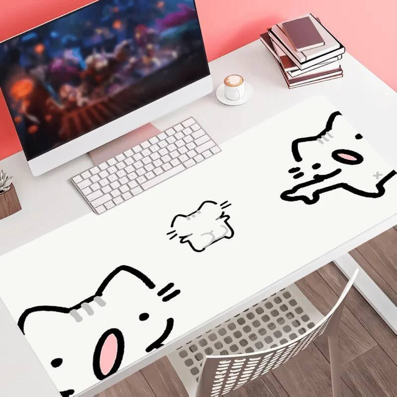 DIY Wojak Cat Desk Mat รองรับน่ารัก Meme ตัวอักษรคีย์บอร์ดเกมสํานักงาน MousePad กันน้ํา deskmat อุปก