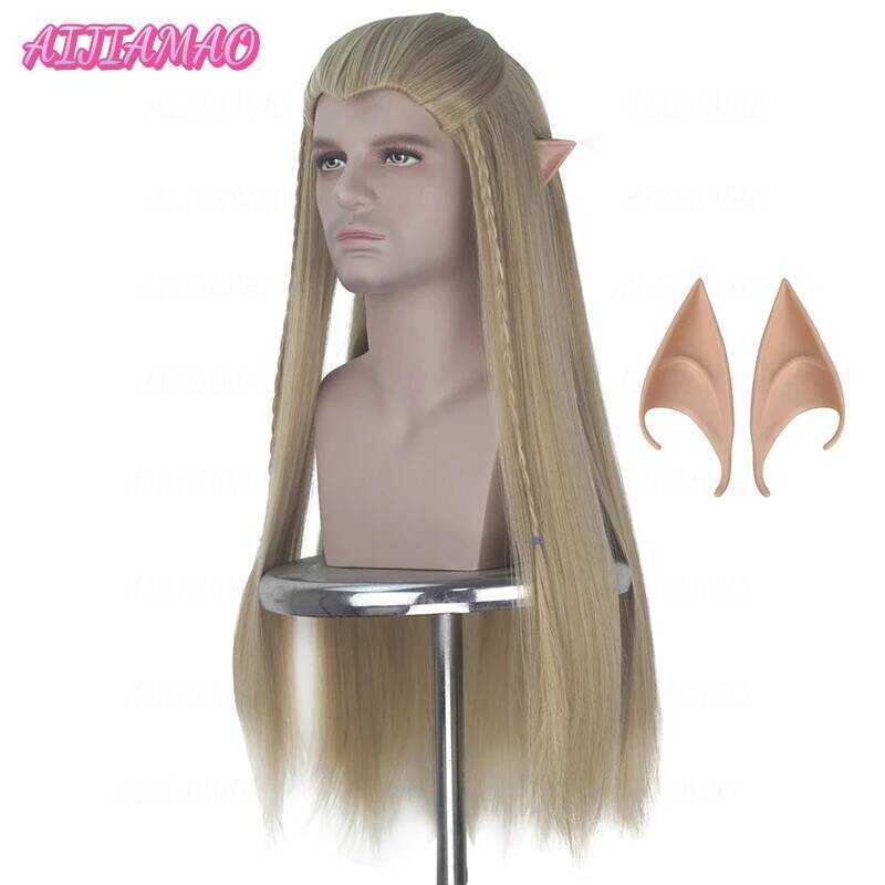 C Long Straight Slicked Back Styled Braid Synthetic Hair Party Cosplay Costume Wigs The Hobbit Prin