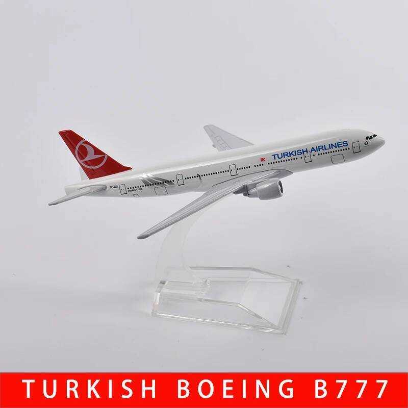 C JASON TUTU 16Cm Turkish Aires Boeing 777 Aircraft Model Planel Airplane Diecast Metal 1/400 Scale