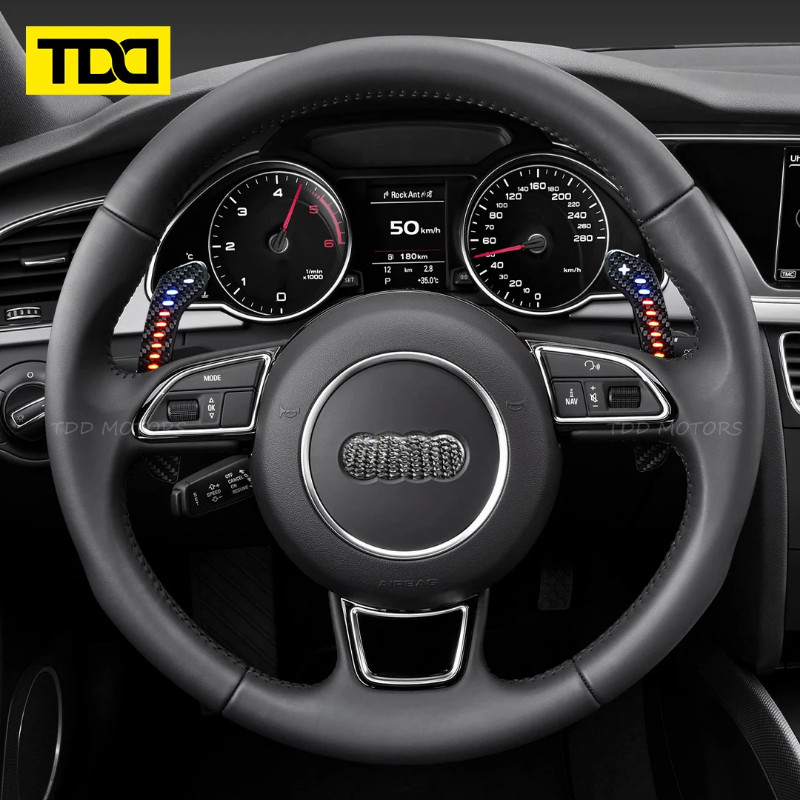 Carbon Fiber Magnetic LED Paddle Shifter For Audi A1 A3 A5 A8 Q3 Q4 Q5 Q7 Q8 S1 S3 S5 SQ5 SQ8 RS3 R