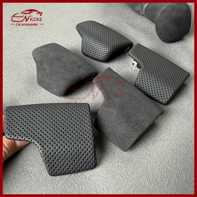 For Audi A4 B9 A5 Q7 4M1 713 139F Black perforated leather selector lever handle Gear Shift Knob ha