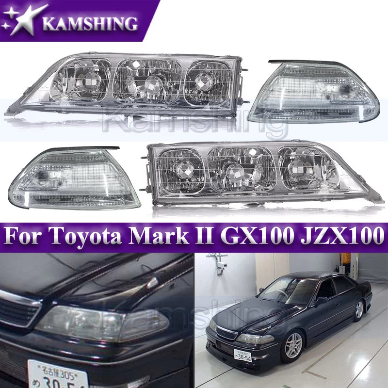 Kamshing 1set Front Bumper Headlight For Toyota Mark II GX100 JZX100 1996-2000 Corner Light Head Li
