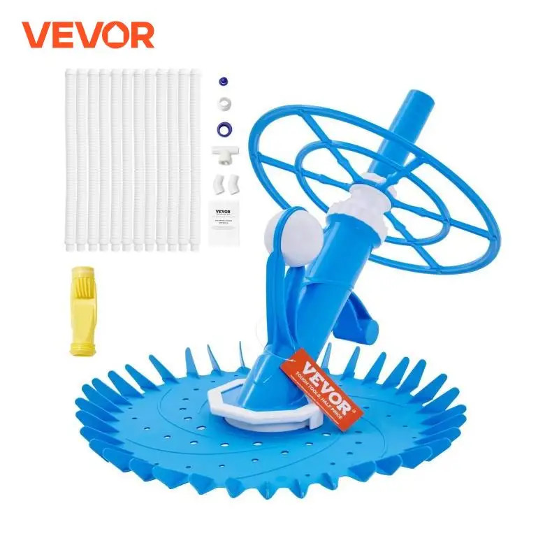 VEVOR Automatic Suction Pool Cleaner Pool Vacuum Cleaner W/ Diaphragm 10 x 32 in Hoses & 36-Fin Dis