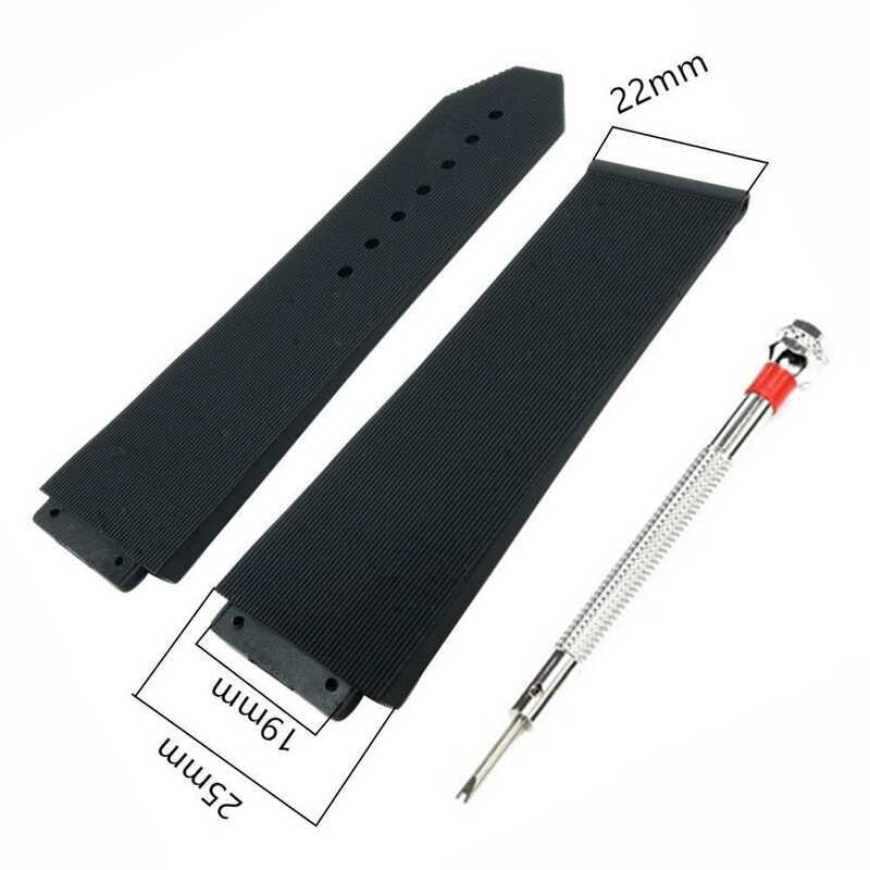 C 25X1mm For Hublot BIG BANG Watch Men Women Waterproof Sport Replacement Watchband Black Rubber Wa