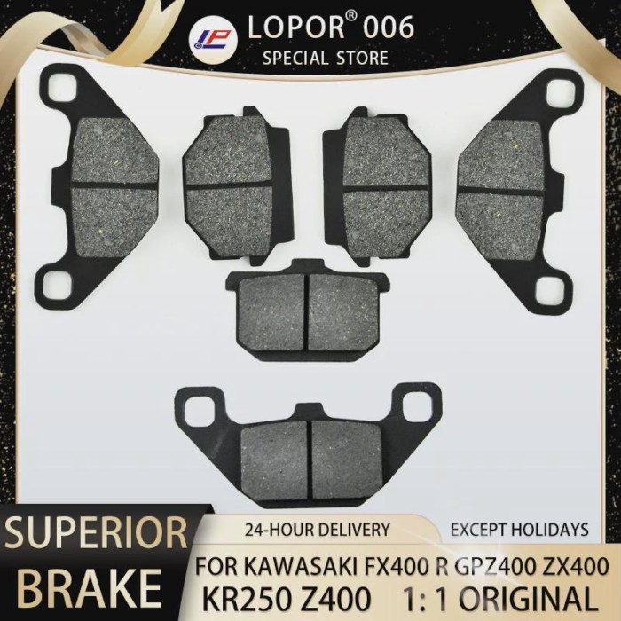 LOPOR Motorcycle Brake Pads Front&Rear For KAWASAKI FX400 R ZX 400 86-88 GPZ400 R ZX 400 85-87 KR 2
